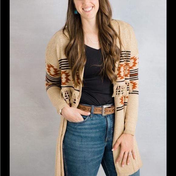 MAURICES Geo Duster Fringe Cardigan size 2X - Picture 4 of 14